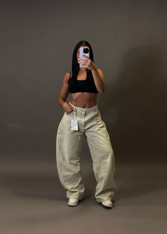 PULL&BEAR WASHED WHITE BAGGY JEANS
