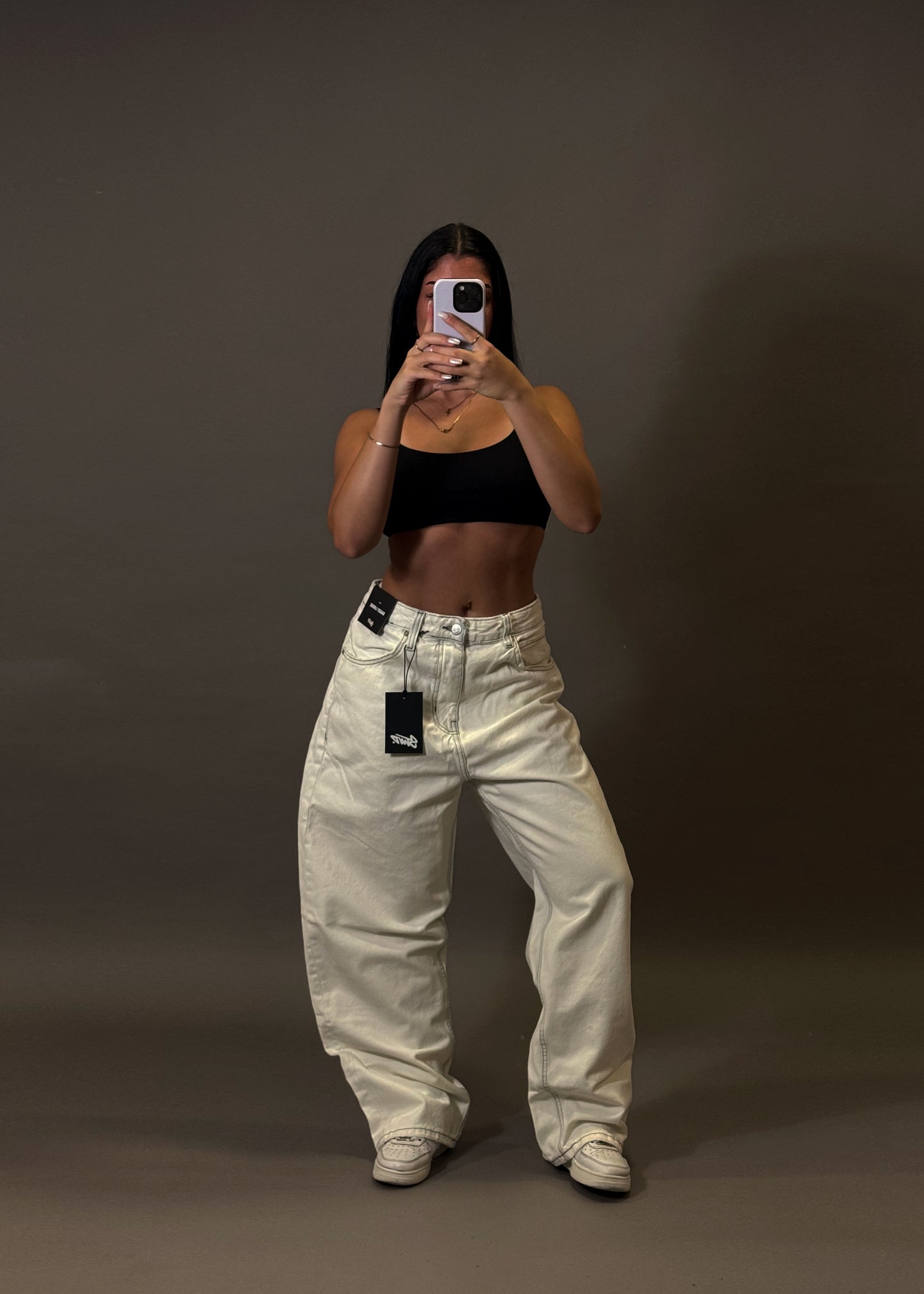 PULL&BEAR WHITE BAGGY JEANS