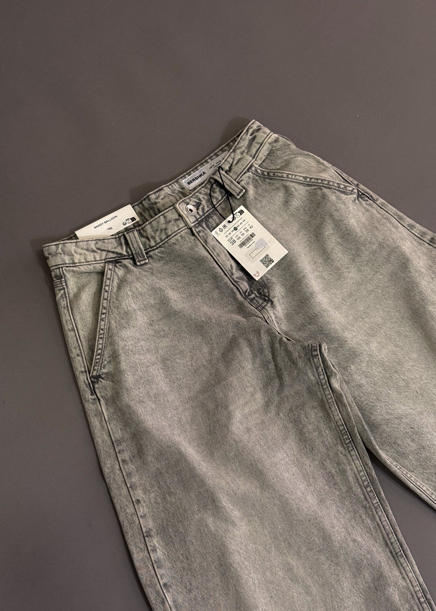 BERSHKA BAGGY BALLON GREY JEANS