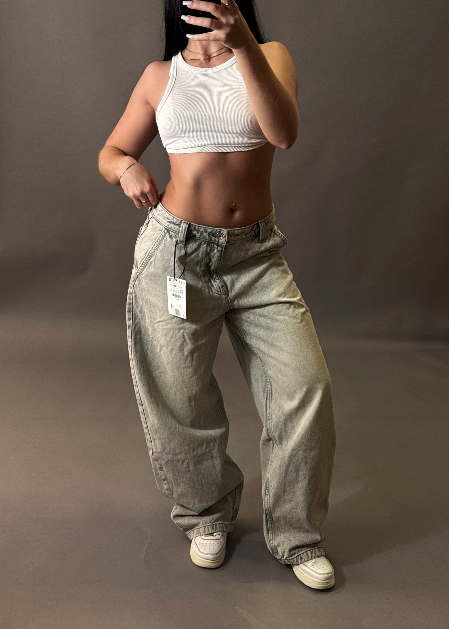 BERSHKA BAGGY BALLON GREY JEANS