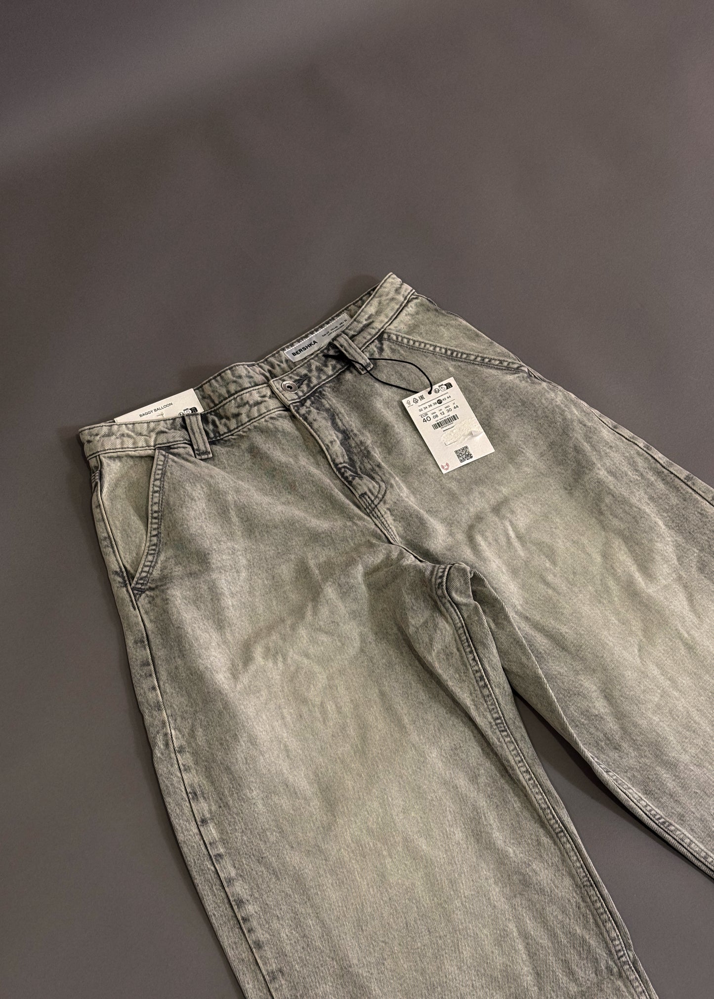 BERSHKA BAGGY BALLON GREY JEANS